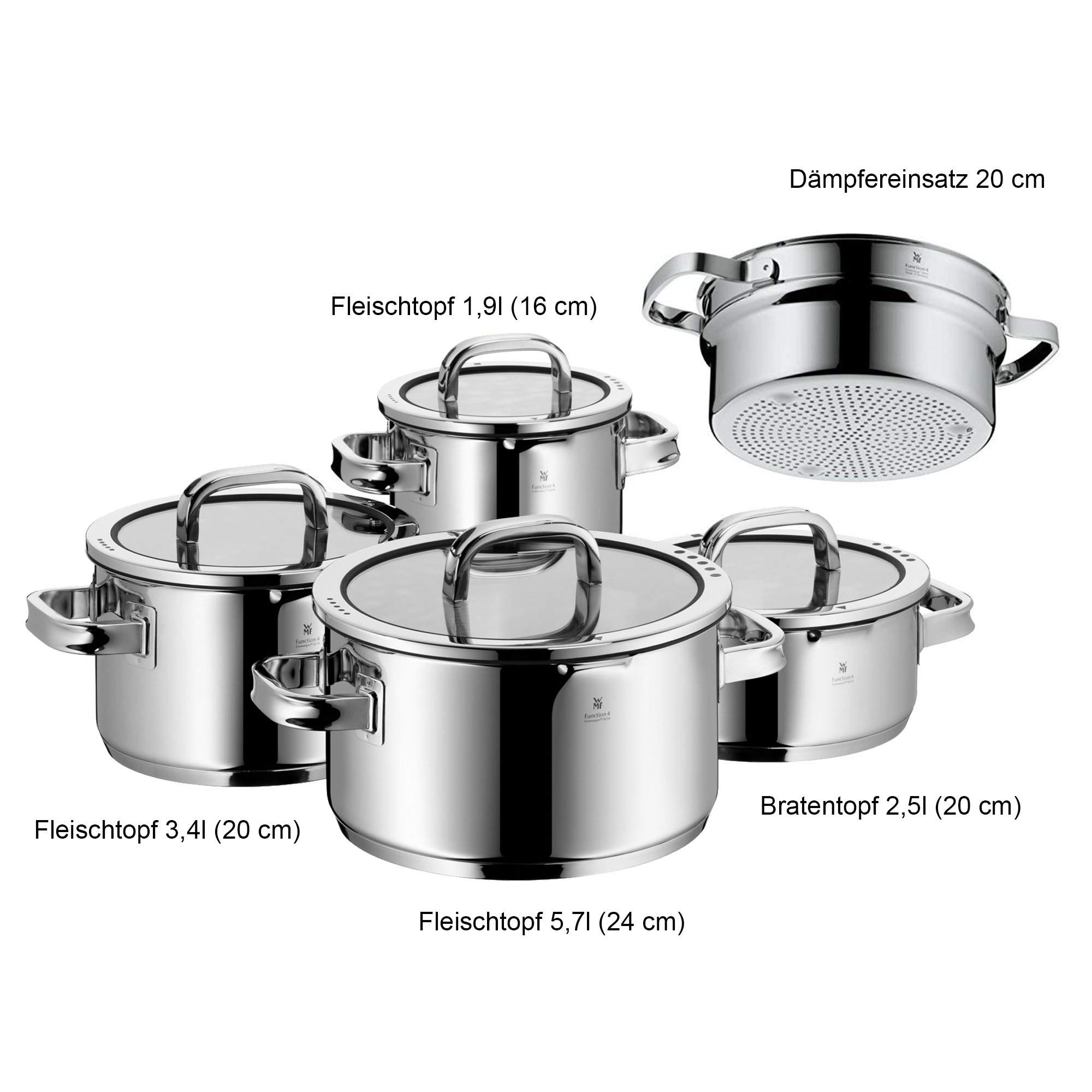Amazon | WMF 761056380 Function 4 Cookware Set with Steamer Insert